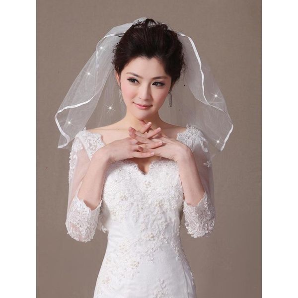 

bridal veils lightin the box one-tier ribbon edge wedding veil shoulder 53 scattered crystals style tie 21.65 in (55cm) tulle, Black