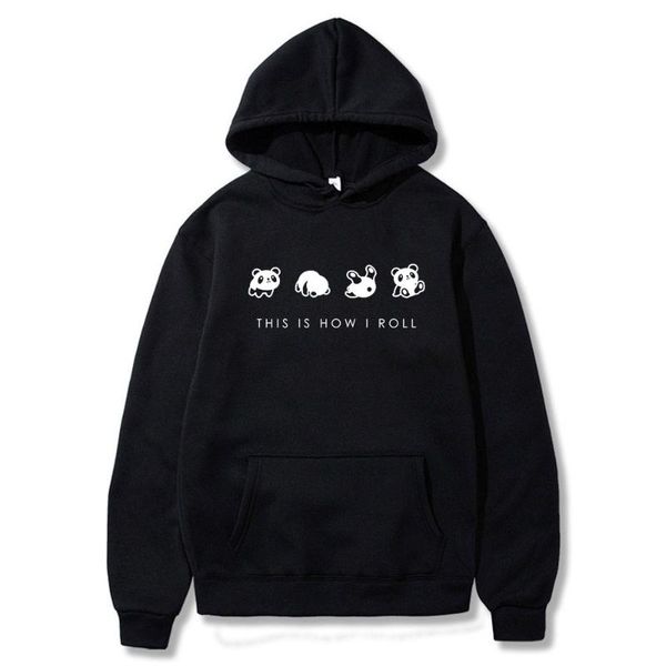 

men's hoodies & sweatshirts harajuku cute panda this is how i roll pattern hoodie funny street sweatshirt male fashion korea loose ho, Black