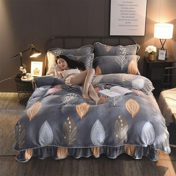 

bedding sets 2021 style reinforced coral flannels four-piece crystal korean winter gold sable quilted