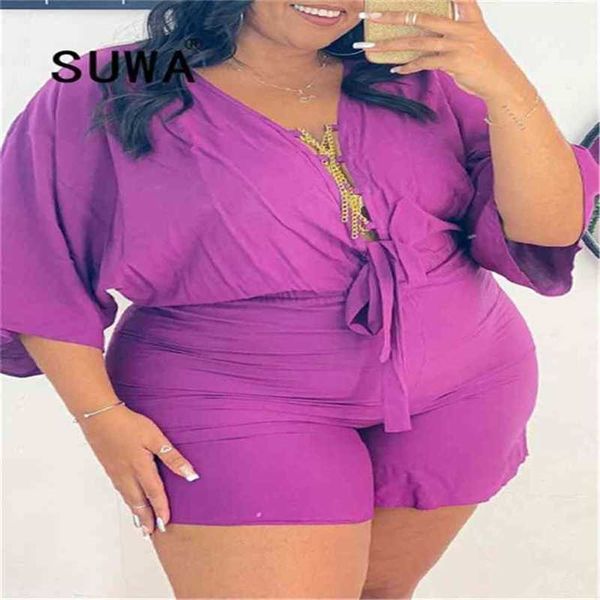 

wholesale plus size clothing vintage casual women two piece sets pullover and biker shorts home wear streetwear 210525, White