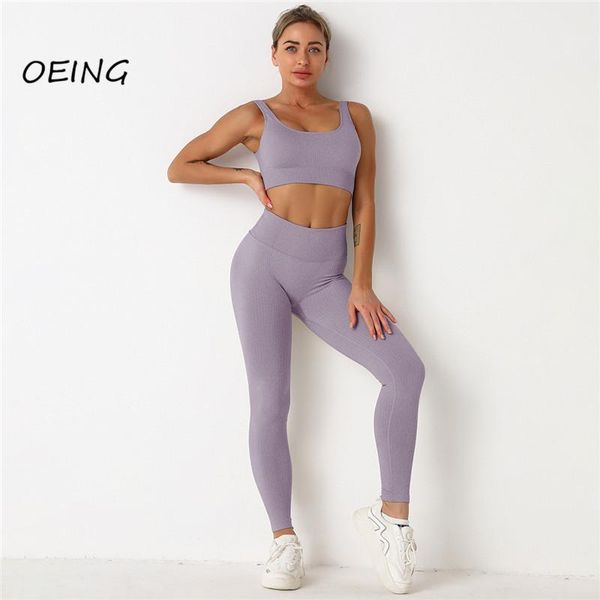 

yoga outfit seamless leggings 2 piece set women workout clothes for