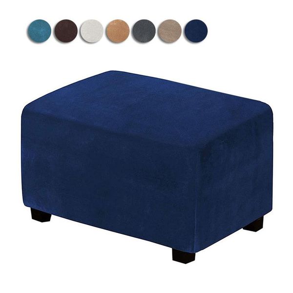 

plush ottoman footstool cover elastic sofa foot rest stool covers rectangle footrest slipcover furniture protector chair
