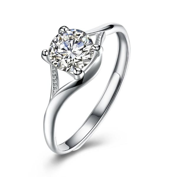 

cluster rings zemior 925 sterling silver jewelry 5a zircon adjustable geometric women wedding party holiday gift female pretty ring, Golden;silver