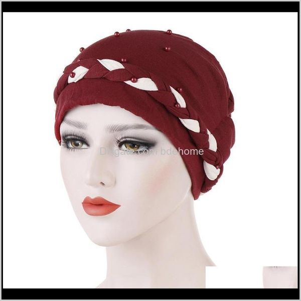 Envolve chapéus, lenços luvas moda aessies gota entrega 2021 mulheres confortáveis ​​trançado trança trança turbante hijab cap cabelo cabeça cabeça headwear