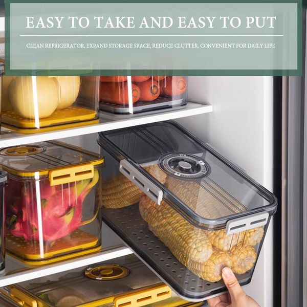 

storage bottles & jars stackable grade pet fridge box recyclable kitchen vegetable fruit containers with date drip basket