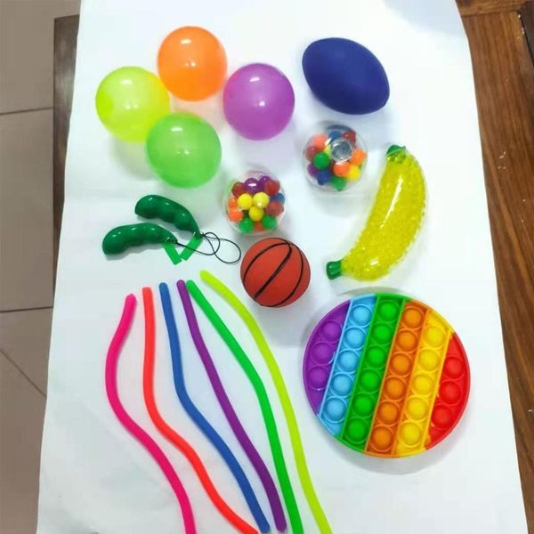 

pressure squeeze bean sticky ball rainbow rope pressure relief toy set1