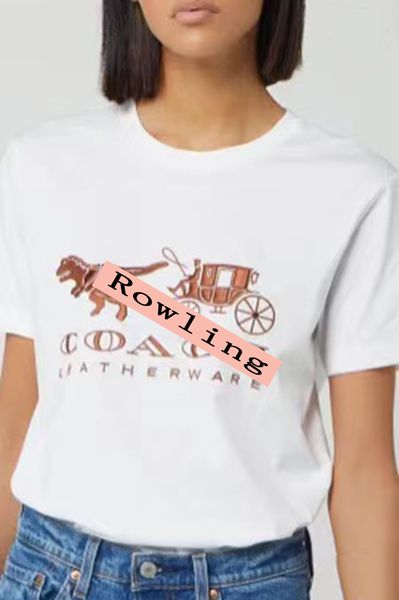 

polos white carriage embroidery casual t-shirt graphic cotton tees women o neck short sleeve sumemr tee 2021