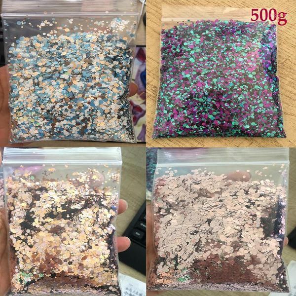 

500g/bag nail glitter flake mix round shape sequins for art decoration uv gel tips pd611, Silver;gold
