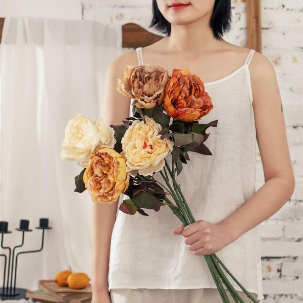 

decorative flowers & wreaths 5pcs simulation dried flower peony artificial home decoration accessories wedding marriage bouquet fake branch