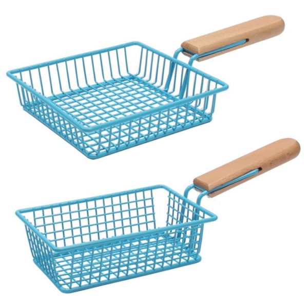 

storage baskets creative blue french fries basket fried chicken snack mini iron milk tea shop tableware
