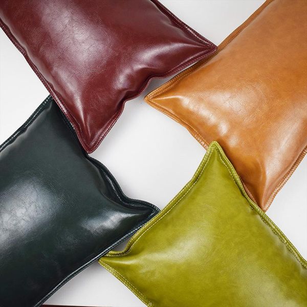 

cushion/decorative pillow multiple sizes covers pu leather cushion cover solid color pillowcases for home el decorative sofa throw