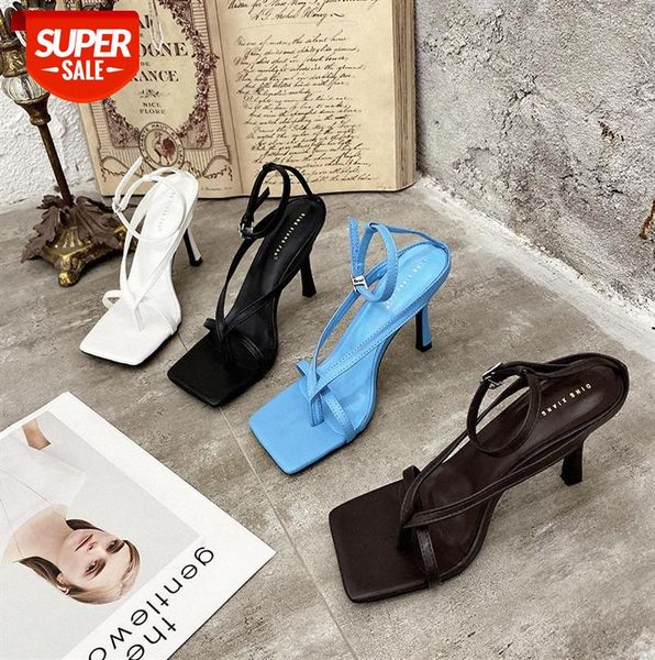 

zi ling european and american catwalk style internet celebrity bloggers same square toe high-heeled flip flops #lq0w, Black