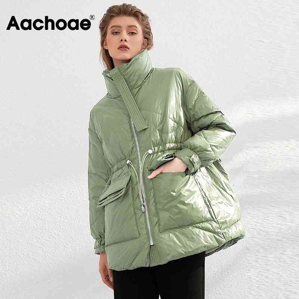 

aachoae pure winter lightweight down jacket women thick warm batwing long sleeve loose doudoune pocket ultra light duck, Black;brown