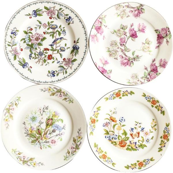

dishes & plates dinner pastoral style flower pattern glazed colorful bone china plate home decoration