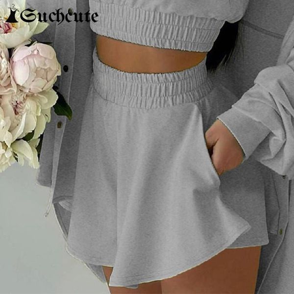 

women's shorts suchcute casual women harajuku aesthetic hight waist loose streetwear outfits solid korean fashion lady kawaii clothes, White;black