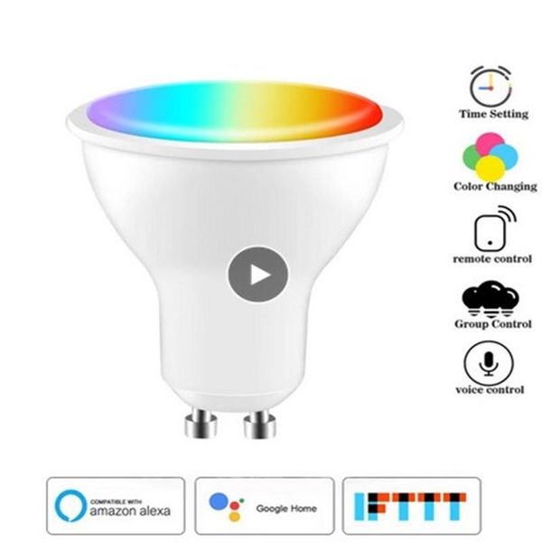 

spotlight wifi smart light bulb 5w rgb cw lighting bulbs app remote control lamp for alexa google home led