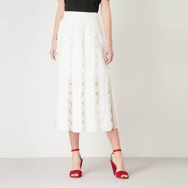 

skirts 2021 autumn/fall lace embroidery a-line white ruffle women, Black
