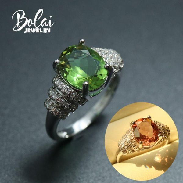 

cluster rings bolai,color change gemstone 925 sterling silver created diaspore zultanite colorful ring for girl daily wear, Golden;silver