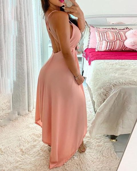 

casual dresses summer dress crisscross backless strap maxi women, Black;gray