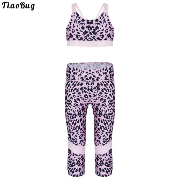 

yoga outfit tiaobug summer 2pcs kids girls sport suit u neck spaghetti straps cropped pants set sportswear for running gym dance