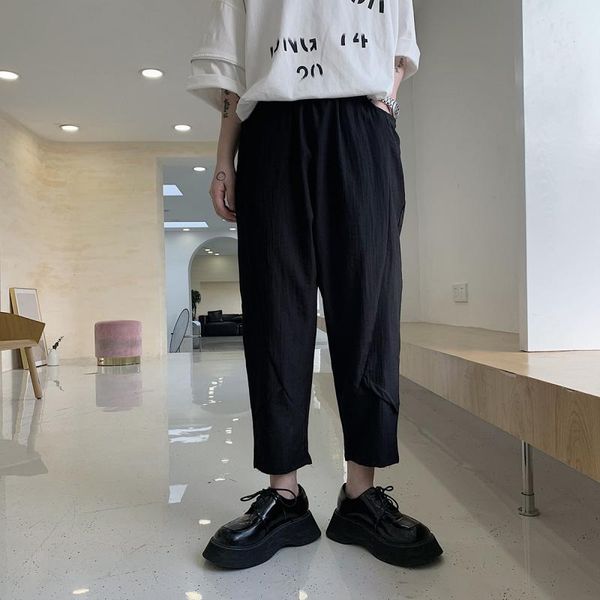 

men's pants summer dark department korean loose casual hairdresser youth fashion harlan small leg capris, Black