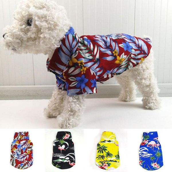 

summer beach shirts pet clothes soft v neck cute hawaii casual dog shirt small chiahuahua t-shirt short sleeve apparel