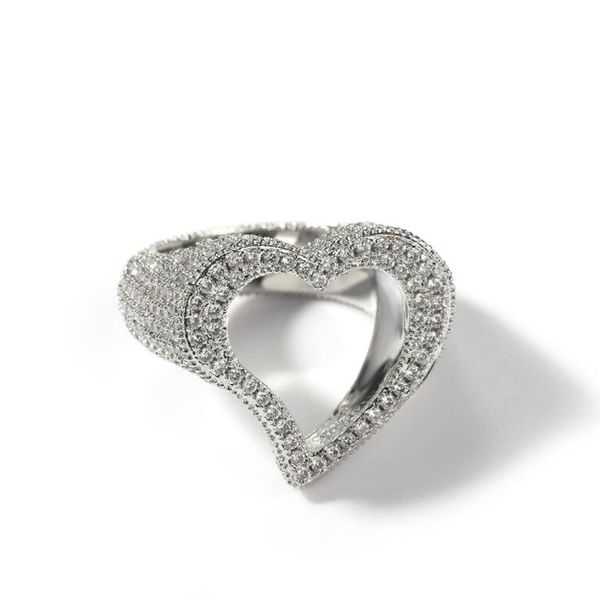 

hollow out love zircon ring personalized ins net red fashion jewelry, Silver