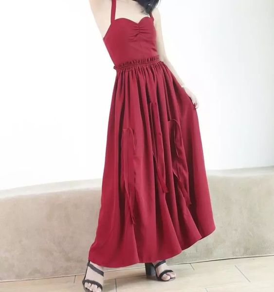 

red summer 2020 new women's off shoulder long dress with neck, White;black