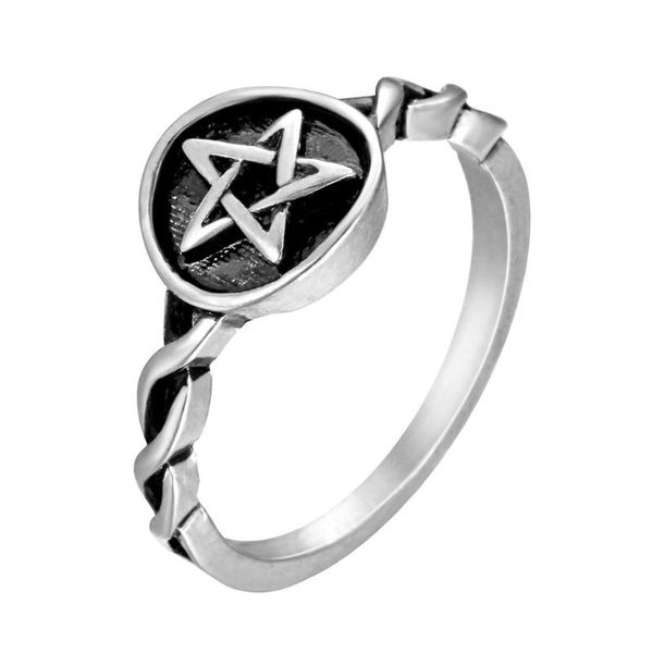 

wedding rings trendy big round pentagrams alloy retro ring gothic punk minimalist party jewelry gifts for women, Slivery;golden