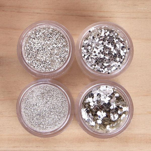 

ml / box nail art glitter tips white silver 1mm & 2mm 3mm mixed accessories laser sequinss decoration nail1, Silver;gold
