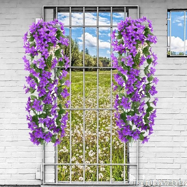 

decorative flowers & wreaths wedding fake flower artificial violet rattan wall hanging basket living room decor wisteria simulation silk
