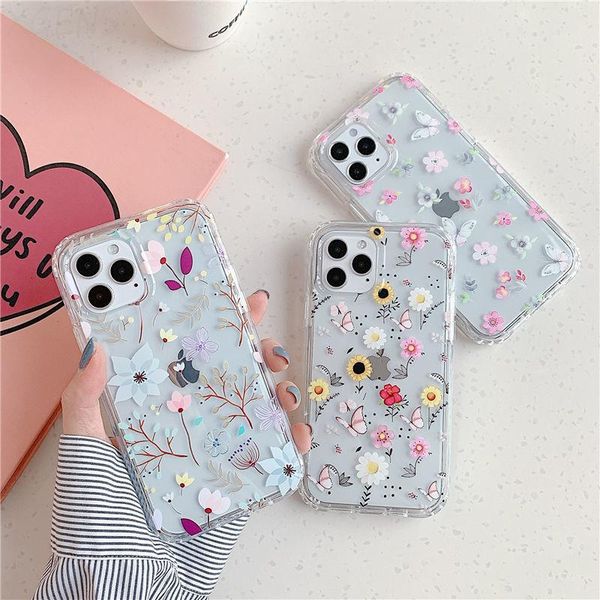 

cell phone pouches flowers leaves butterfly case for 11 12 pro max xr xs 8 plus se 2021 shockproof bumper clear back cover