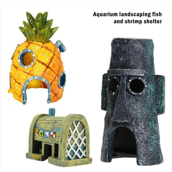 

decorations cartoon fish tank decor figures ornaments simulation resin pineapple house decoration landscaping aquarium accessories