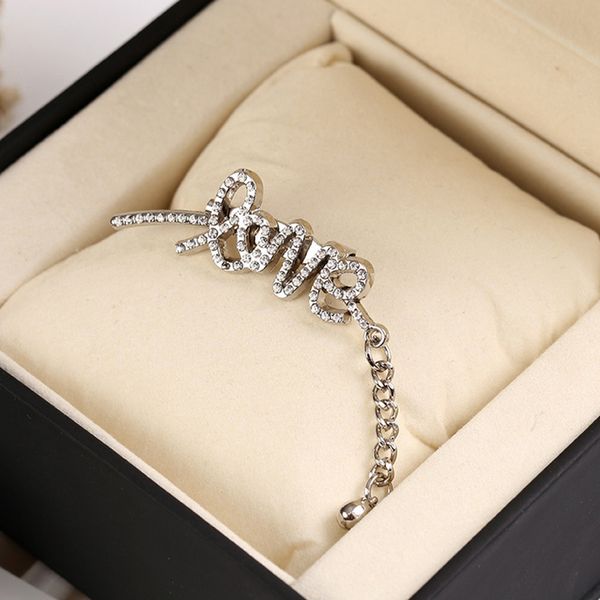 

bling bling crystal letter love brooch women girl letter brooch suit lapel pin gift for love girlfriend fashion jewelry accessories, Gray