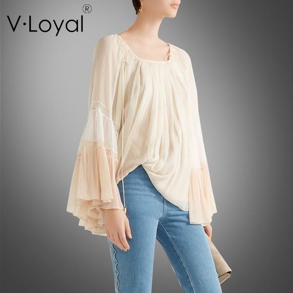 

women's blouses & shirts europe and the united states spring fashion sleeve chiffon shirt blouse, White