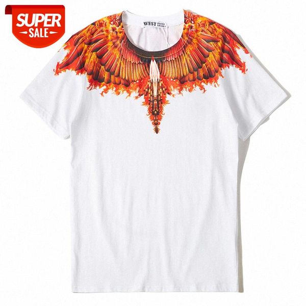 

t shirt summer new hip hop tide brand fashion spread wings firebird short sleeve pure cotton loose men and women youth wild couples #m23c, White;black