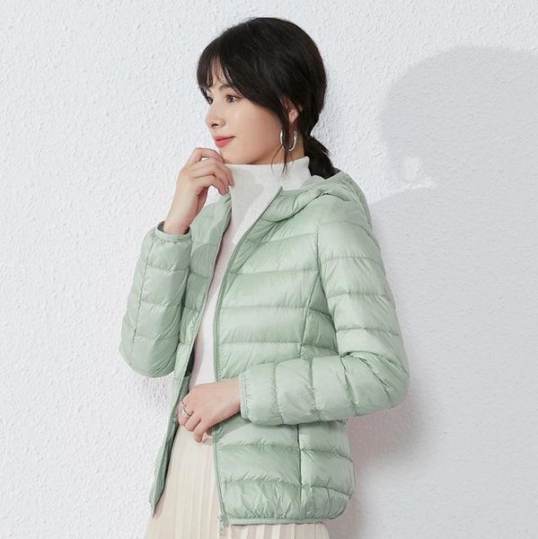 

spring women's duck down jacket lightweight thin short hooded warm solid color outerwear & parkas, Black