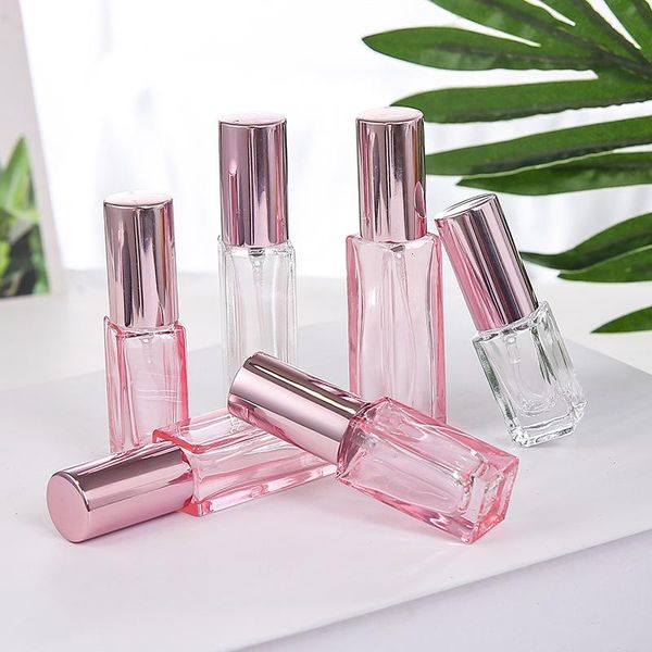 

storage bottles & jars pink fragrance atomizer rose golden perfume spray bottle refillable travel vials 5ml 10ml 10pcs/lot p280
