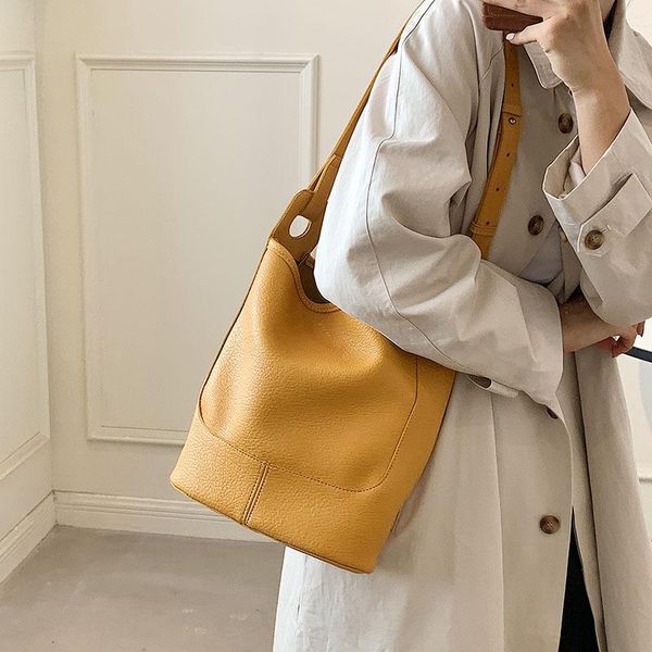 

designer evening bags fashion women's shoulder crossbody soft pu leather bucket thread large capacity ladies handbags black big