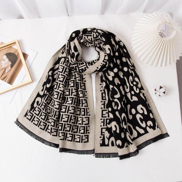 

hats, scarves & gloves sets winter cashmere scarf female net red shawl warm fashionable leopard print pattern luxury design rectangle, Blue;gray