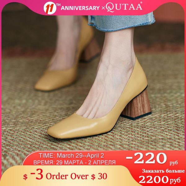 

square toe slip on women shoes genuine leather shallow ladies spring autumn concise high heels size34-39 dress, Black