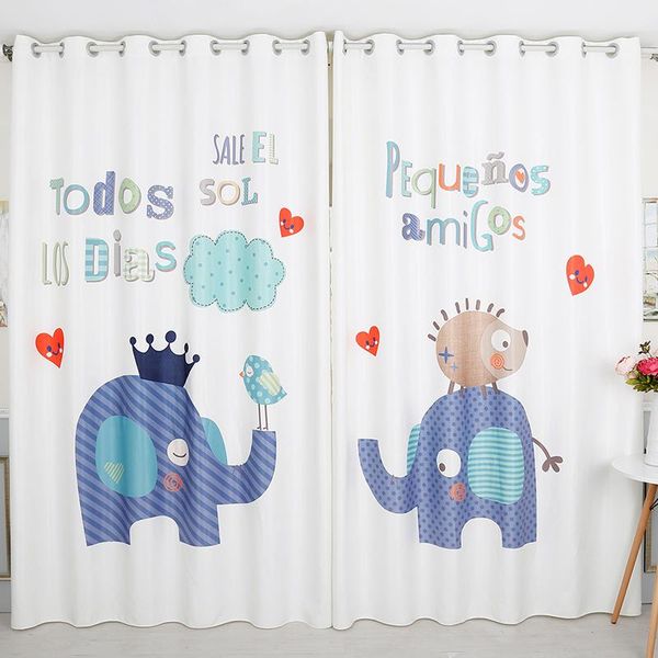 

personal tailor 2x grommet window drapery curtain nursery kids children room dressing tulle 200x260cm elephant white & drapes