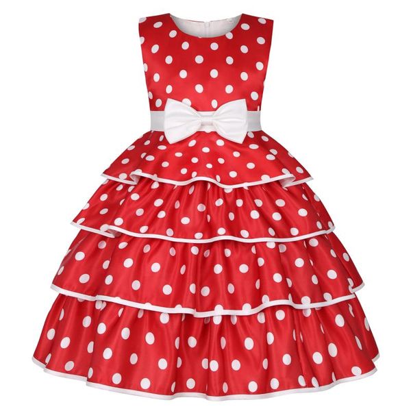 Abiti da ragazza Abito da ragazza di fiori Polka Dot Torta gonfia Principessa di Natale Vestido Navidad Niña Costume di Halloween per bambini Sera Dr