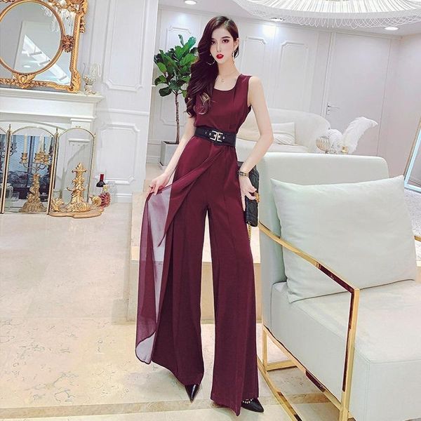 

summer women jumpsuit square collar slim office ladies rompers casual high waist elegant chiffon stitching playsuit y667 women's jumpsu, Black;white