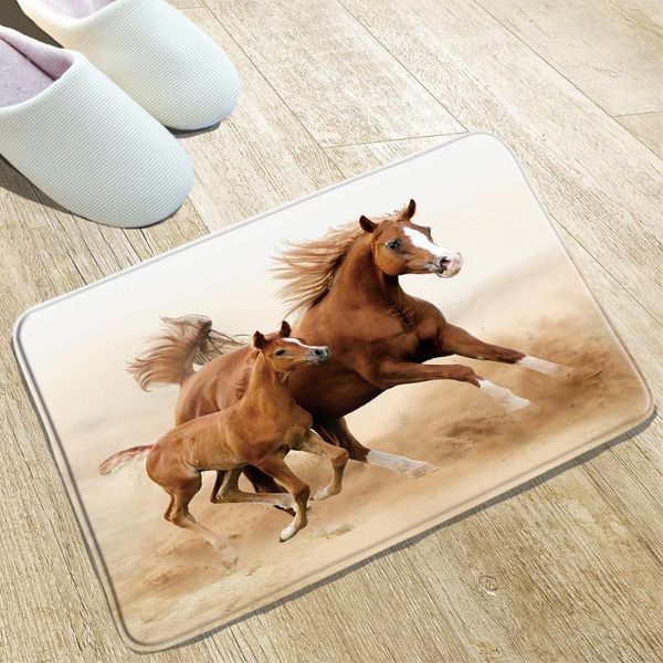 

bath mats animal landscape mat running horses kitchen bathroom doorway front hall carpets flannel non-slip washable home decoration