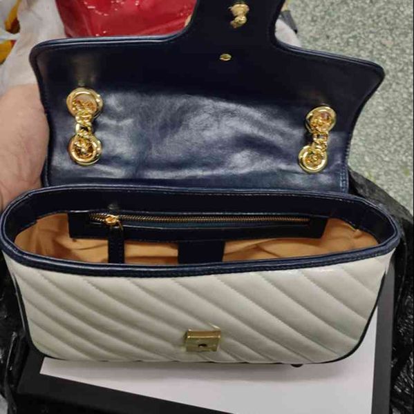 

70% off design handbag new classic women's genuine leather shoulder bag white brown with gold chain handbag bags ladies handbags 2qcb