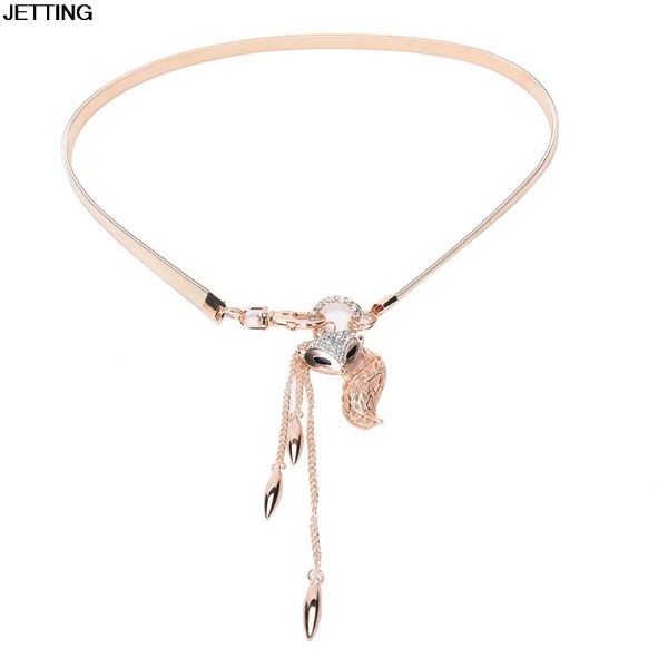 

belts woman elegant girl rhinestone silver belt women's gold elastic metal strap luxury waist dress chain, Black;brown