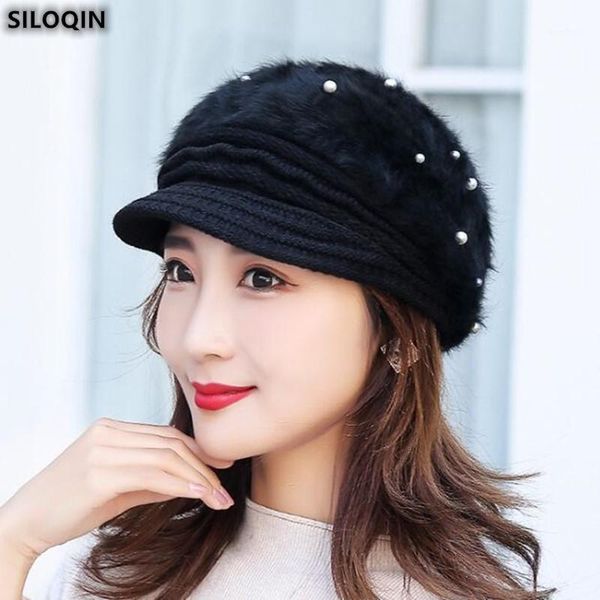 

beret for women winter velvet berets fashion thermal ear protectors knitted cap ladies brands warm hat gorra, Blue;gray