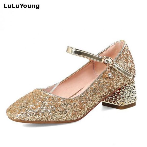 

sequins crystal heels girls' shoes bling wedding women dress, Black