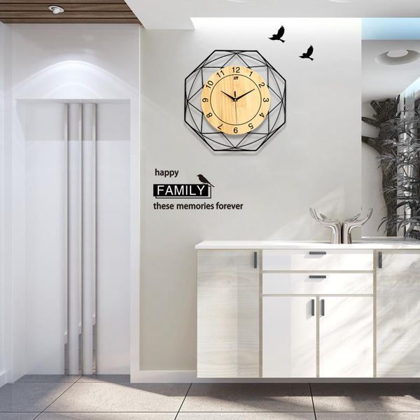 

wall clocks 2021 arrival creative solid wood clock silence simple quartz european modern living room